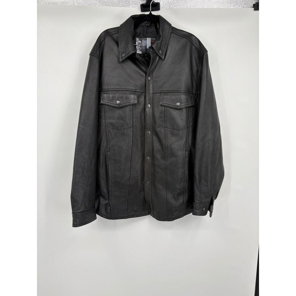 First Classics Authentic Riding Gear Leather Jacket XL Black Snap Front